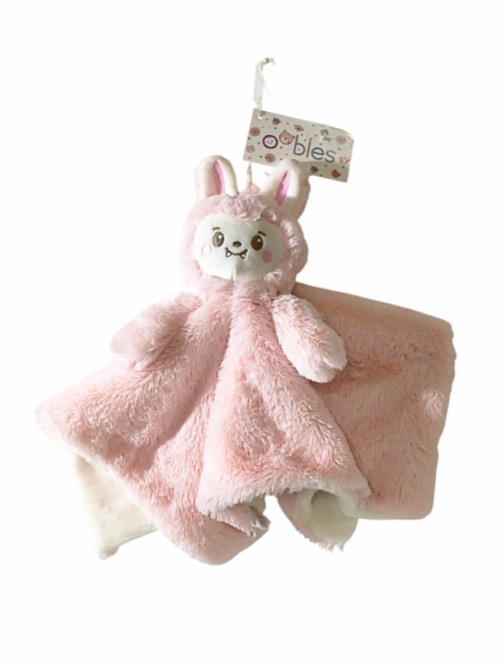 Oobles Pink Monster Bunny Rattle Lovey Security Blanket 15" X 15" NEW